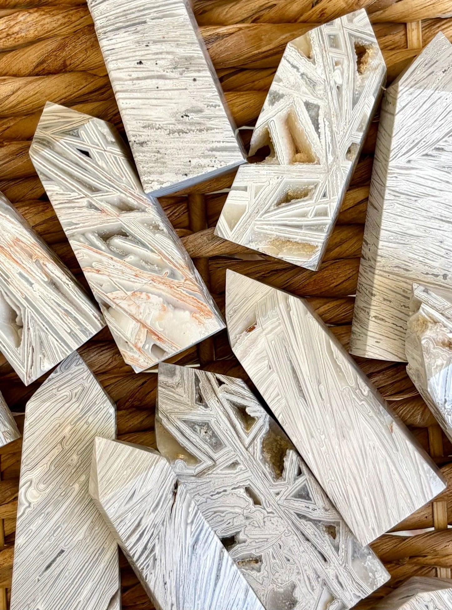 🤍 White Crazy Lace Agate Towers – Joy, Balance & Earthy Harmony | Choose Your Piece