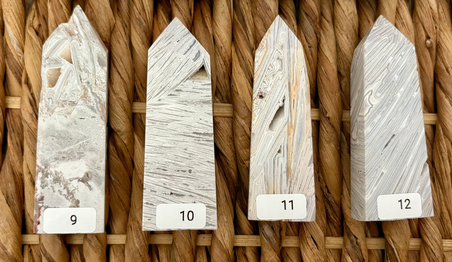 🤍 White Crazy Lace Agate Towers – Joy, Balance & Earthy Harmony | Choose Your Piece