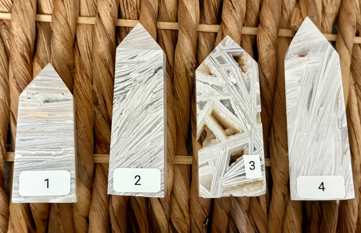 🤍 White Crazy Lace Agate Towers – Joy, Balance & Earthy Harmony | Choose Your Piece