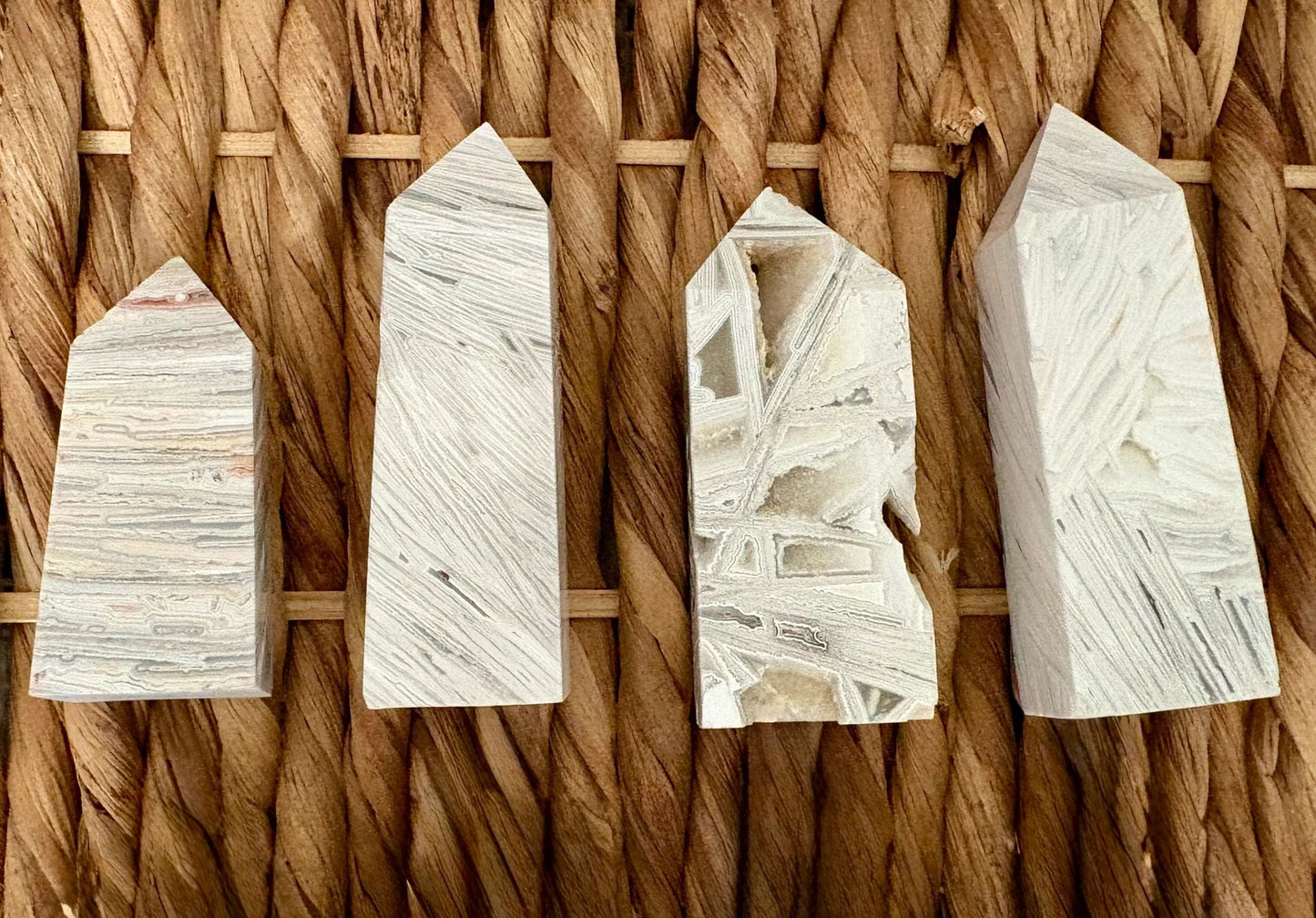 🤍 White Crazy Lace Agate Towers – Joy, Balance & Earthy Harmony | Choose Your Piece