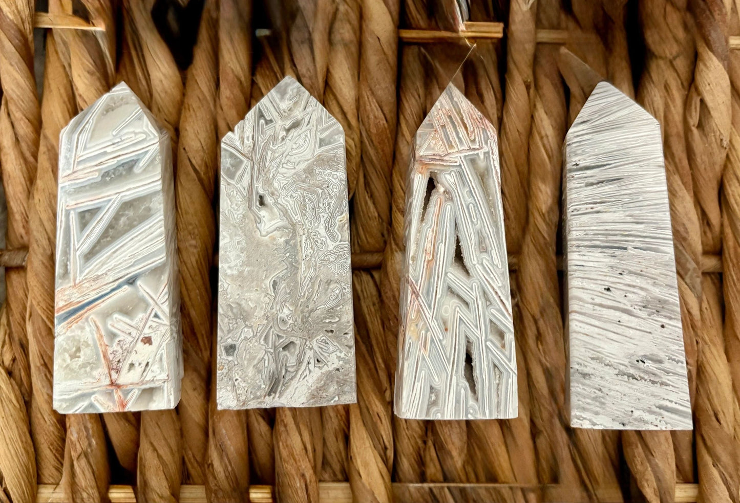 🤍 White Crazy Lace Agate Towers – Joy, Balance & Earthy Harmony | Choose Your Piece