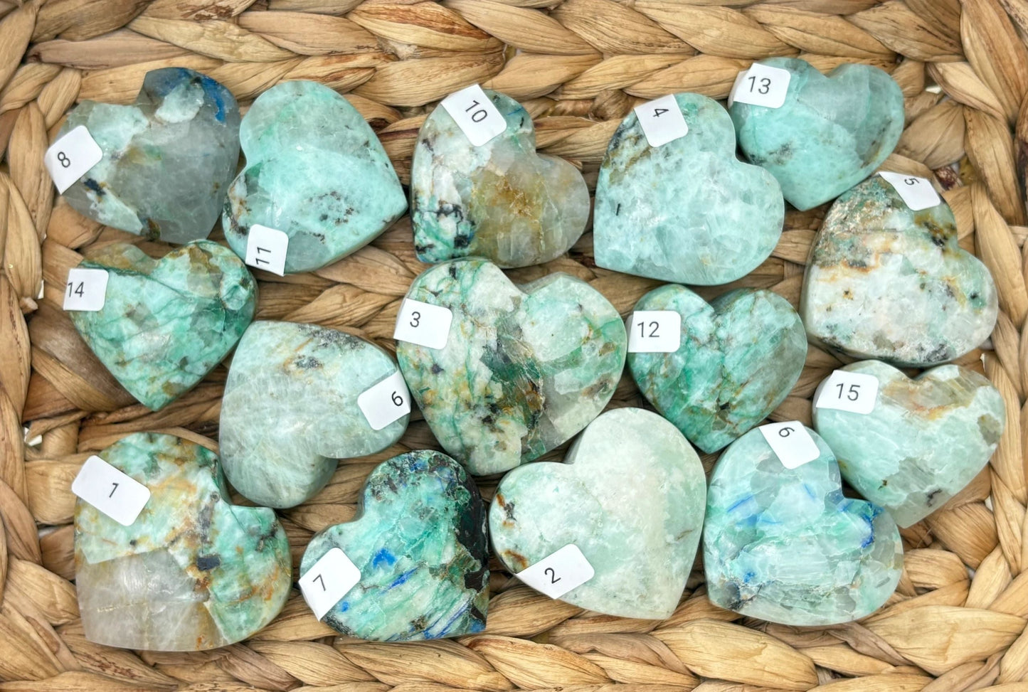 💙 Chrysocolla in Quartz Crystal Hearts – Communication, Calm & Emotional Truth | Choose Your Heart