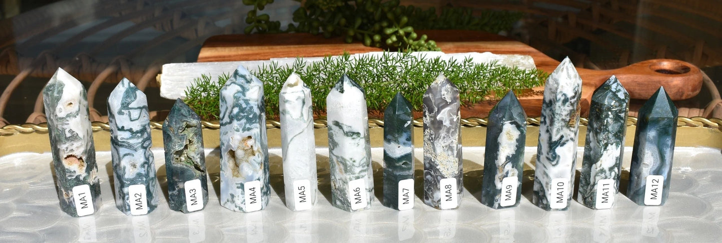 🌿 Moss Agate Towers – Grounding, Renewal & Earth Magic | Choose Your Piece