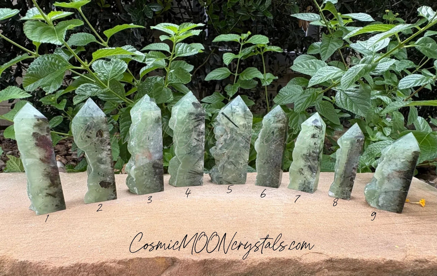 Prehnite Crystal Tower with Raw Edge & Polished Point –Prehnite Raw-Edge Crystal Tower – Heart Calm, Intuition, Dream Clarity