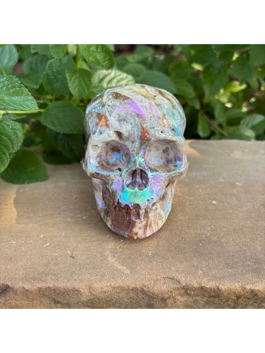 2.08lb. Titanium Aura Sphalerite Skull – Joyful Alchemy, Energetic Balance & Cosmic Shielding
