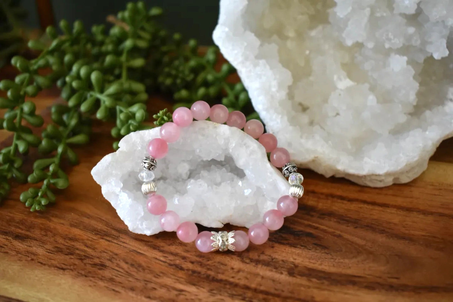 8mm Pink Rose Quartz Crystal Bracelet – Deep Self-Love • Emotional Strength • Heart Healing