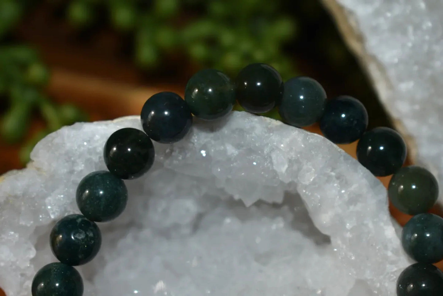 8mm Green Jasper & Lotus Jasper Crystal Bracelet – Grounding • Growth • Emotional Balance