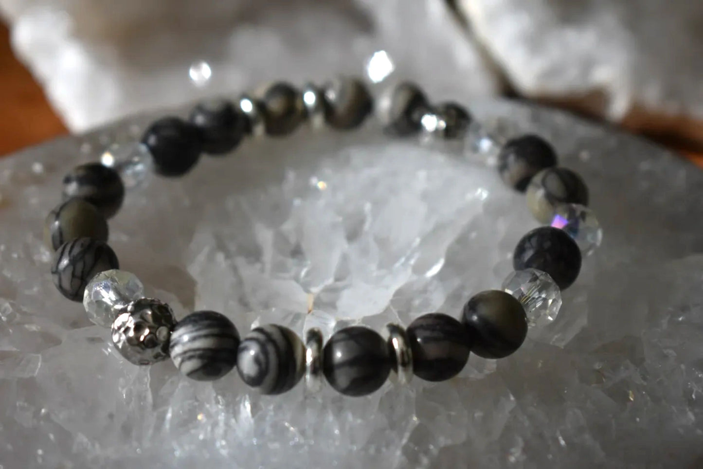 🖤 Chinese Picasso Jasper Crystal Bracelet – Balance • Grounding • Creative Flow