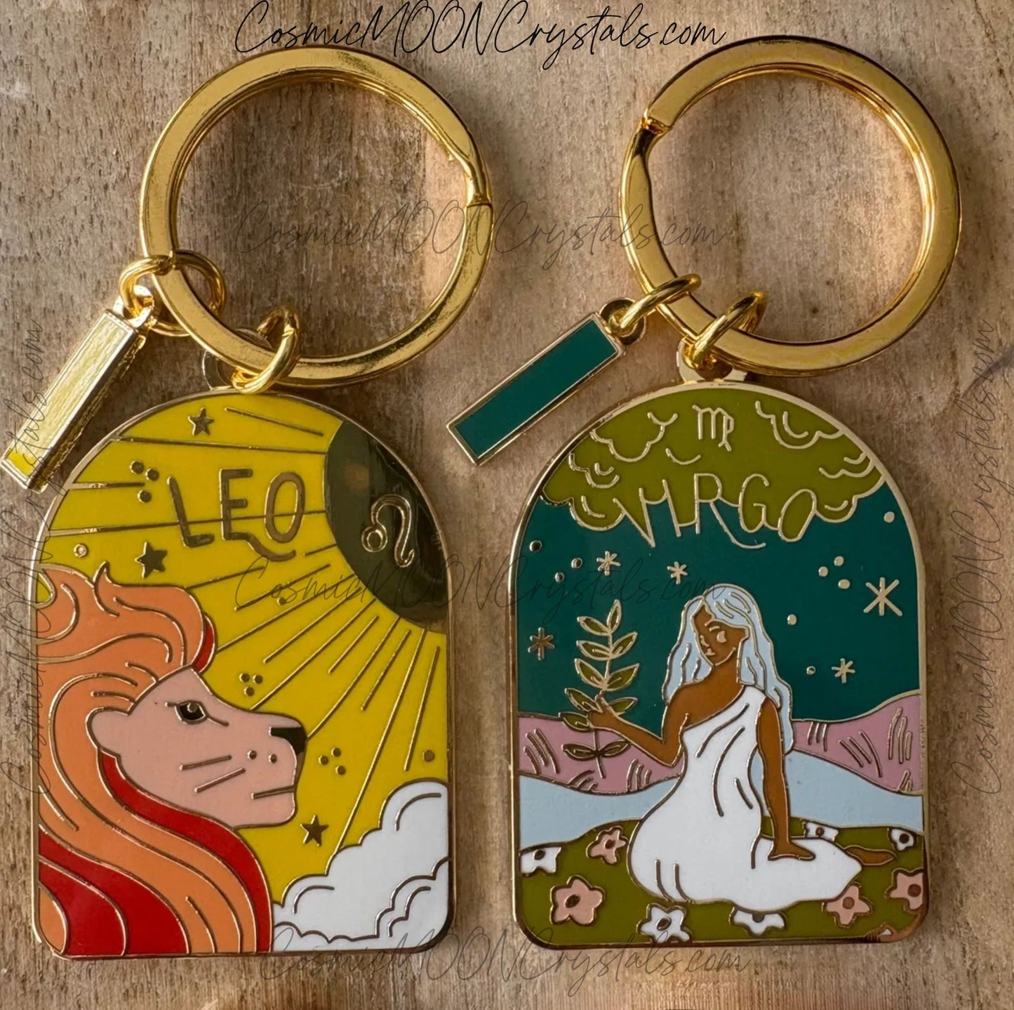 Zodiac Enamel Keychain – Choose Your Sign | Gold Arch Charm | Bright, Cosmic & Gift-Ready