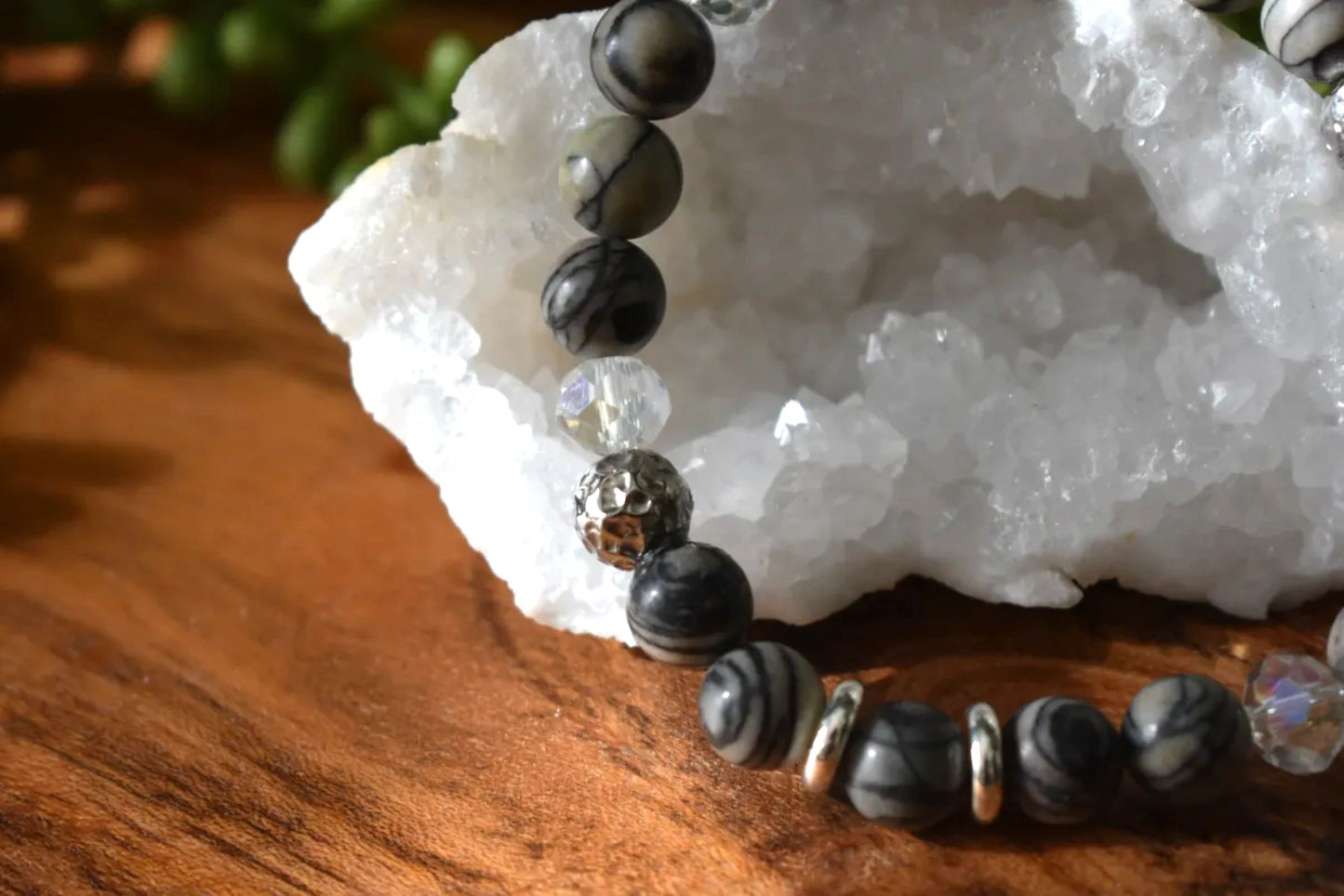 🖤 Chinese Picasso Jasper Crystal Bracelet – Balance • Grounding • Creative Flow