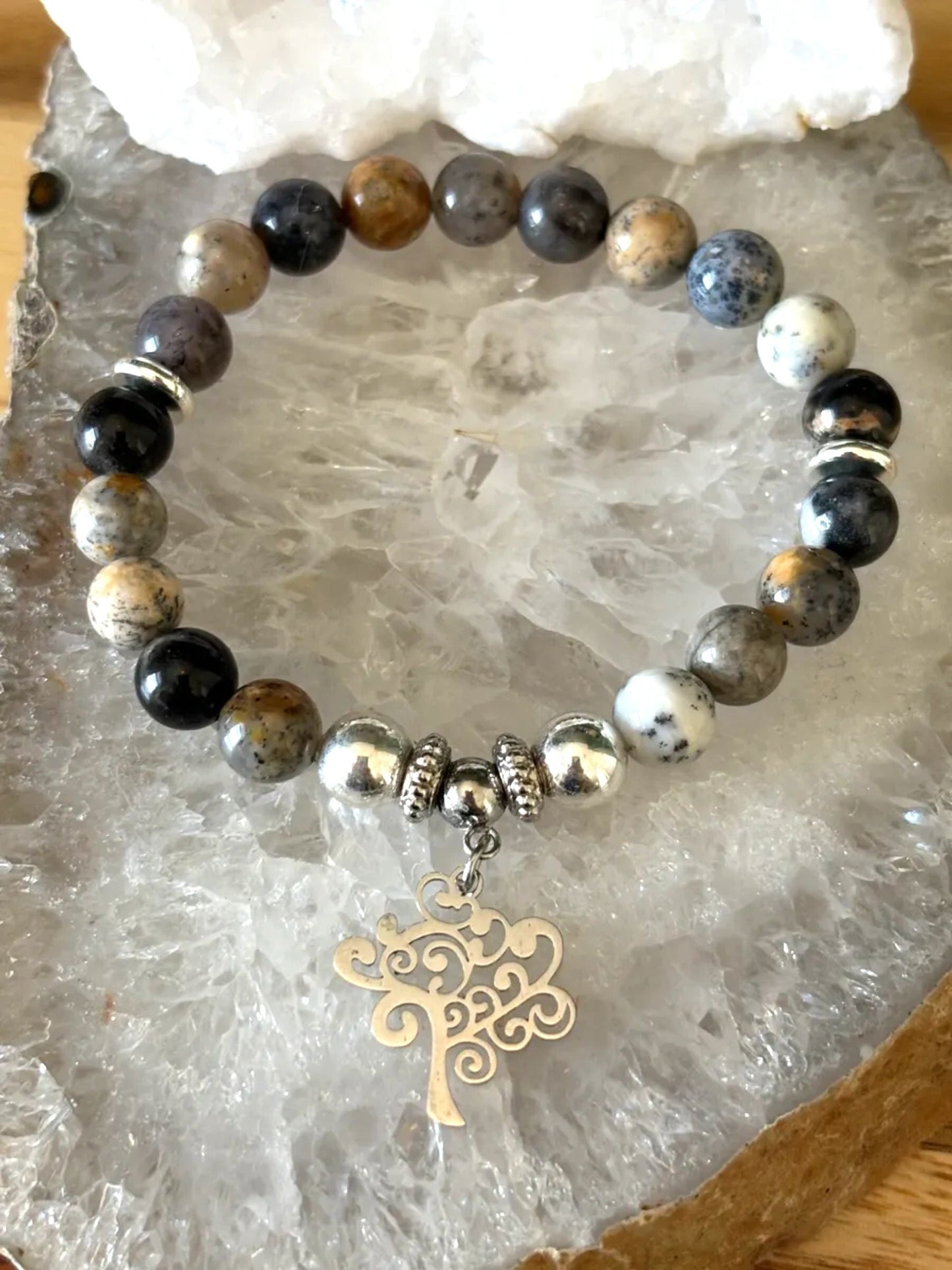 8mm Dendritic Jasper Crystal Bracelet – Growth • Grounding • Inner Wisdom