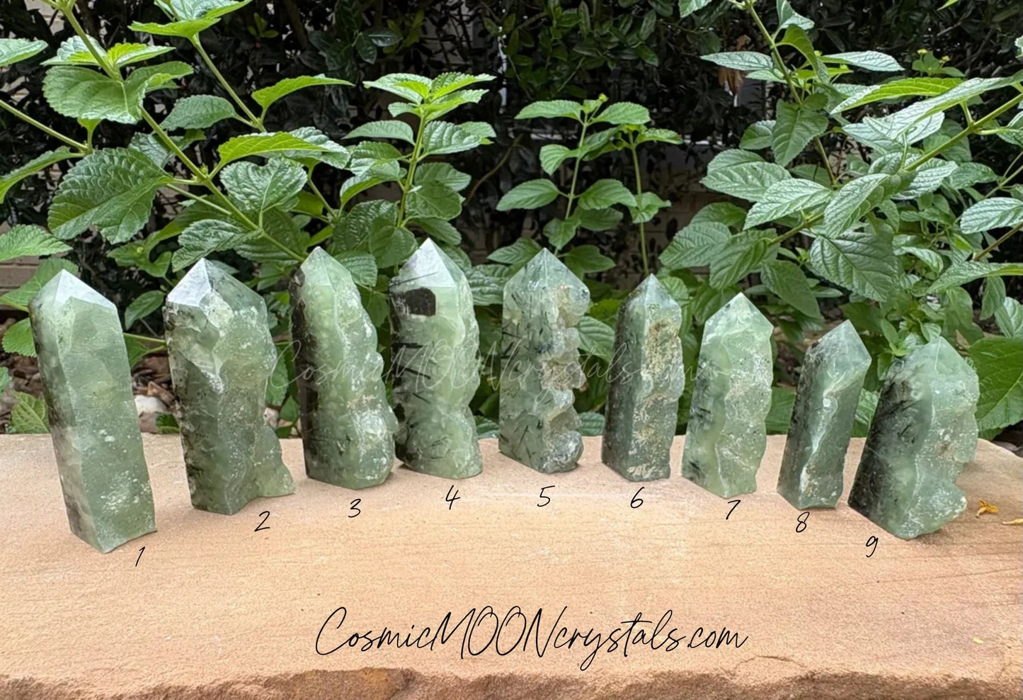 Prehnite Crystal Tower with Raw Edge & Polished Point –Prehnite Raw-Edge Crystal Tower – Heart Calm, Intuition, Dream Clarity
