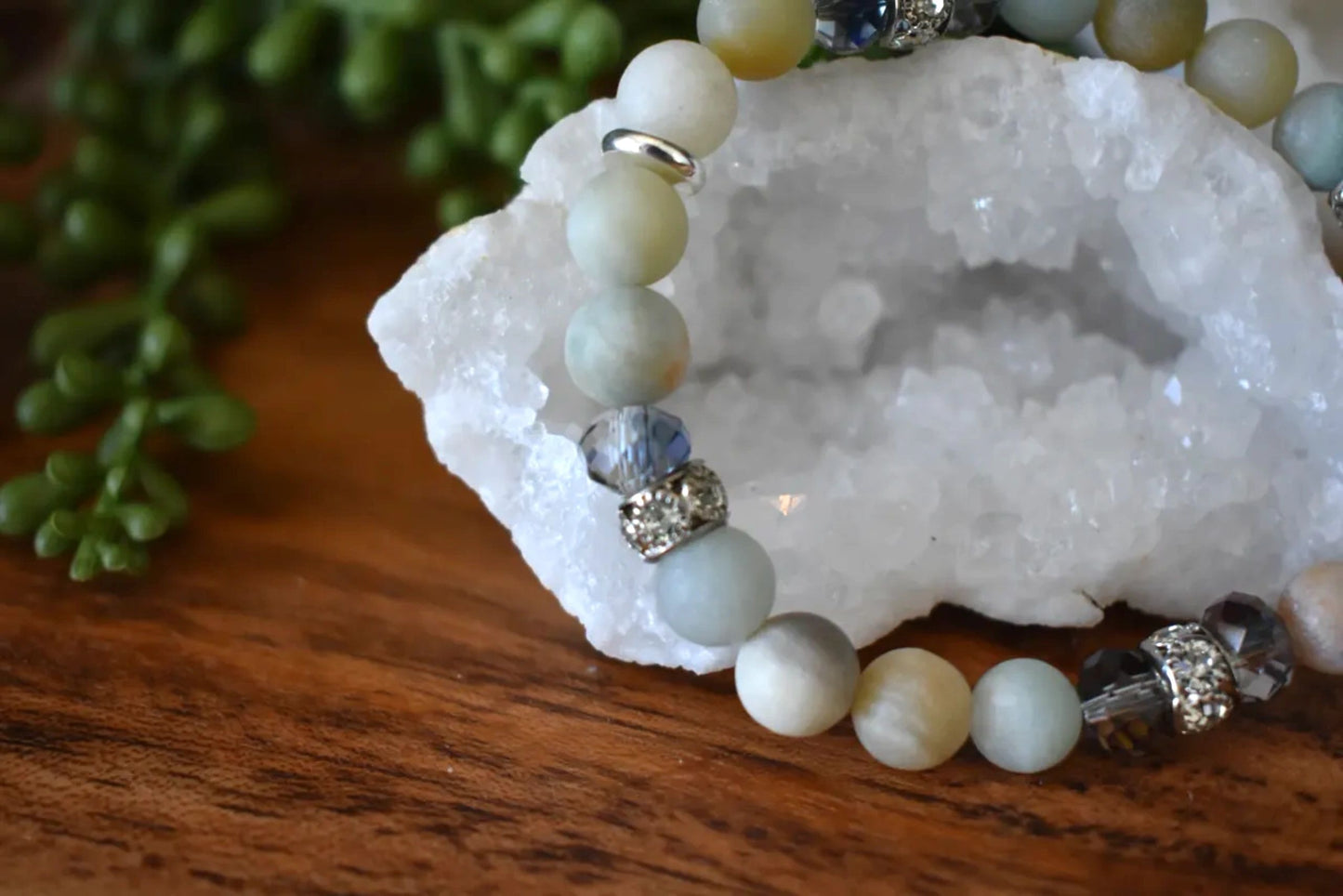 8mm Matte Amazonite Crystal Bracelet – Calm • Clarity • Communication