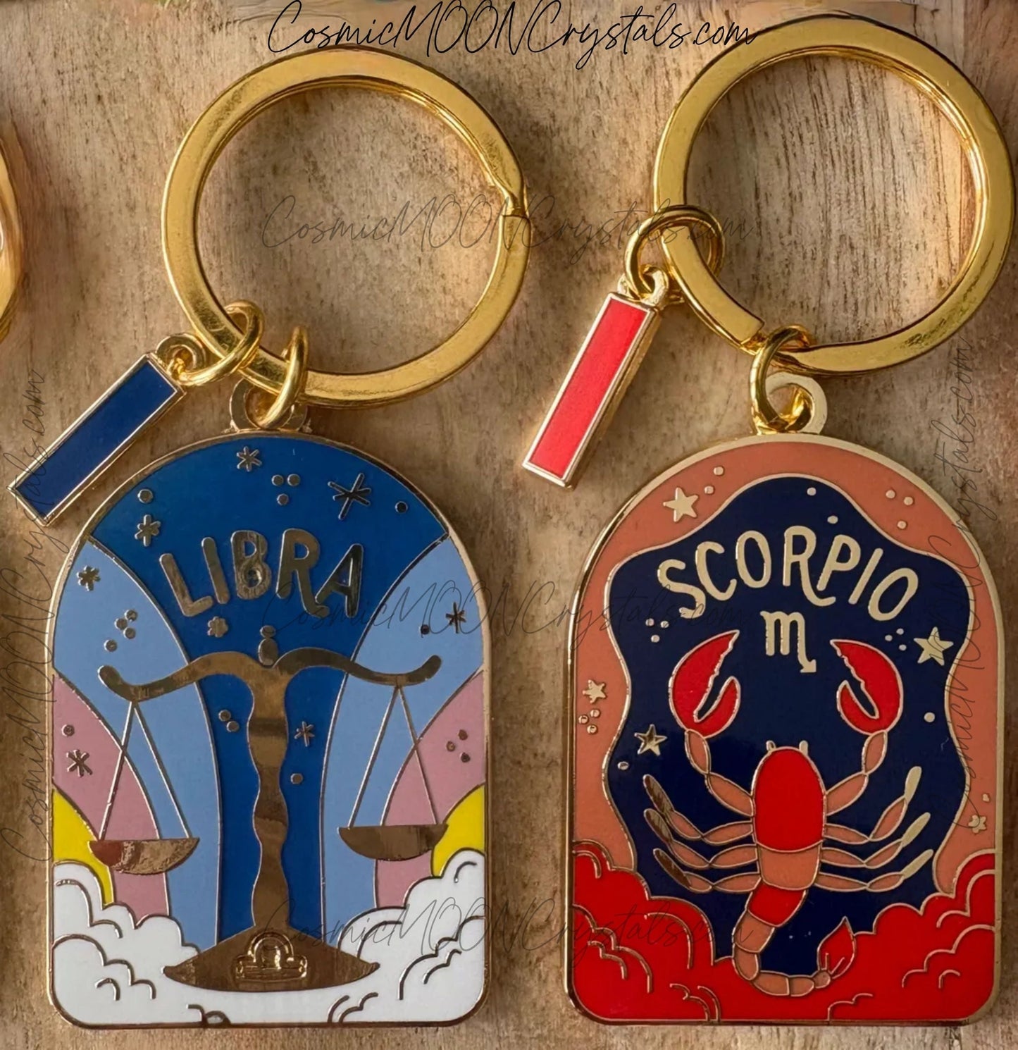 Zodiac Enamel Keychain – Choose Your Sign | Gold Arch Charm | Bright, Cosmic & Gift-Ready