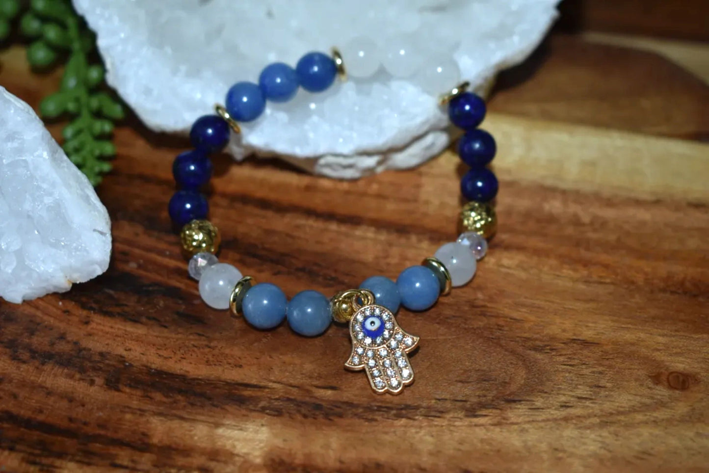 8mm Lapis Lazuli, Blue Aventurine & Milky Quartz Crystal Bracelet – Intuition • Wisdom • Energetic Flow