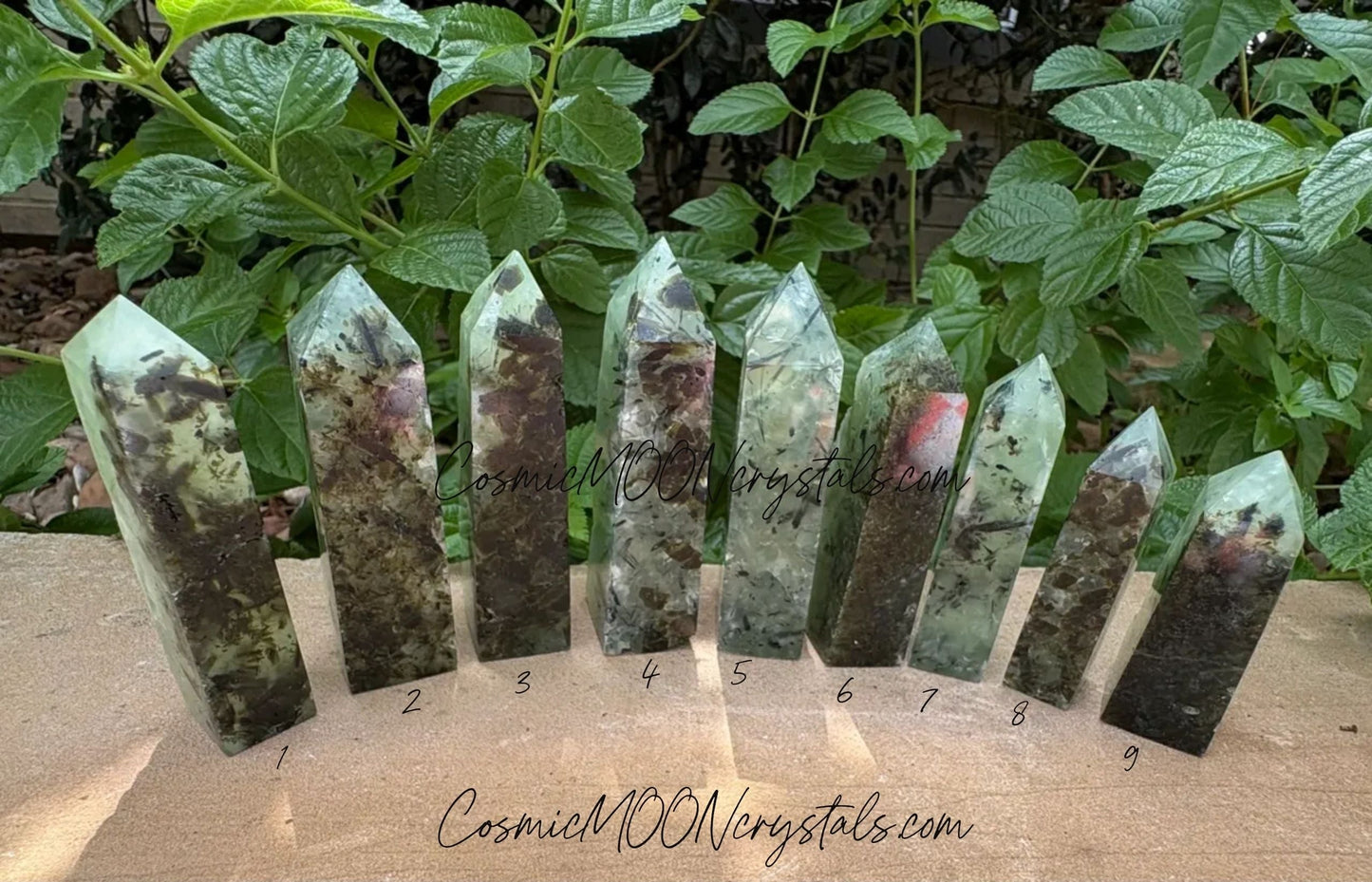 Prehnite Crystal Tower with Raw Edge & Polished Point –Prehnite Raw-Edge Crystal Tower – Heart Calm, Intuition, Dream Clarity