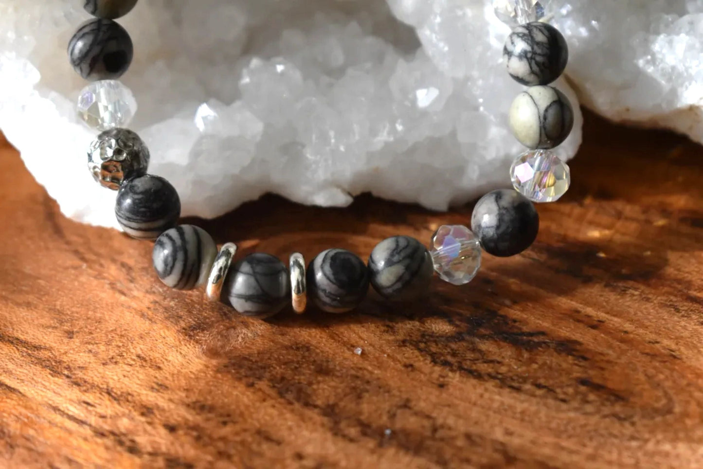 🖤 Chinese Picasso Jasper Crystal Bracelet – Balance • Grounding • Creative Flow