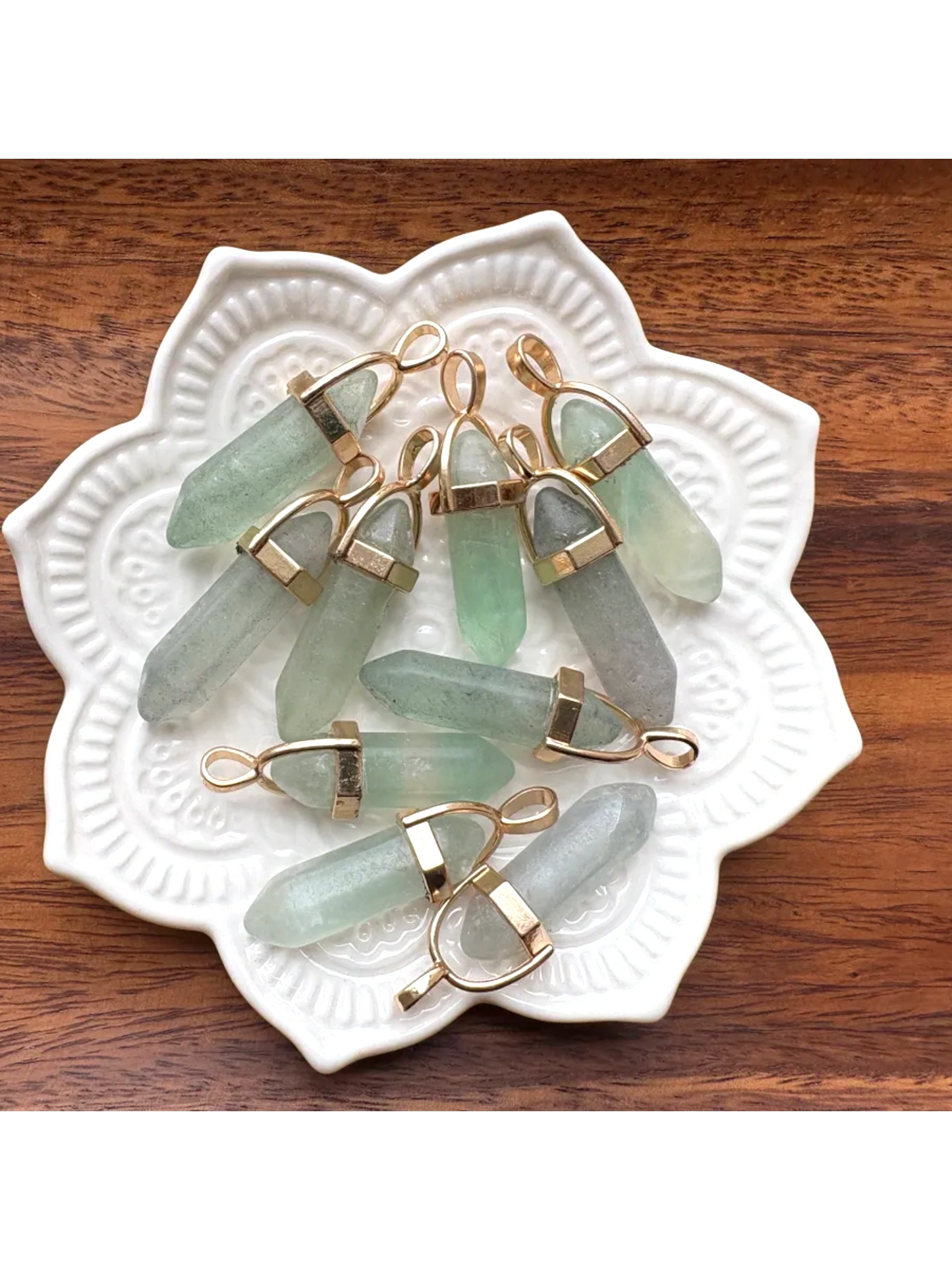 💚 Matte Green Fluorite Pendant – Clarity, Renewal & Grounded Calm | Gold-Tone Bail | 1.5"