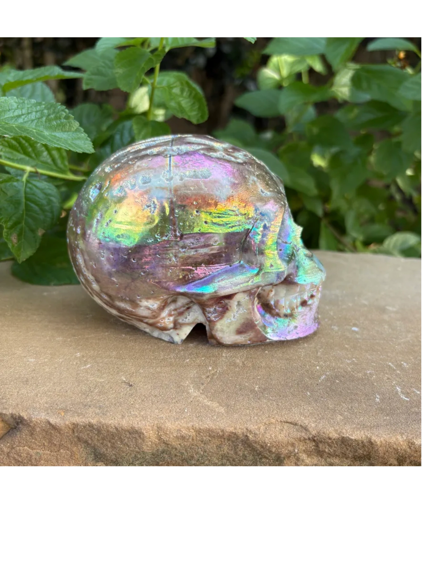 🌈 Titanium Aura Druzy Skull – Transformation, Protection & Power | 2.15 lbs