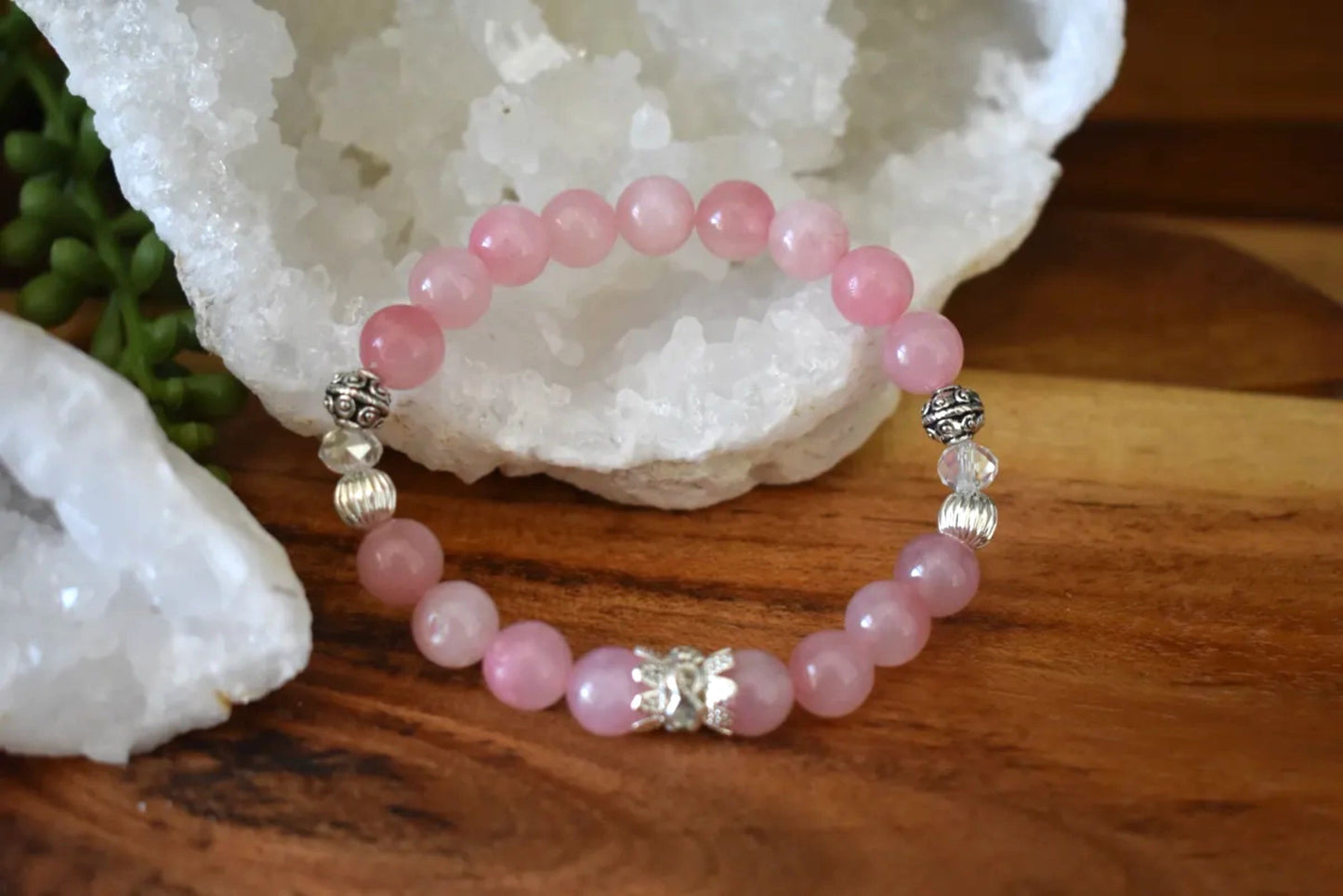 8mm Pink Rose Quartz Crystal Bracelet – Deep Self-Love • Emotional Strength • Heart Healing
