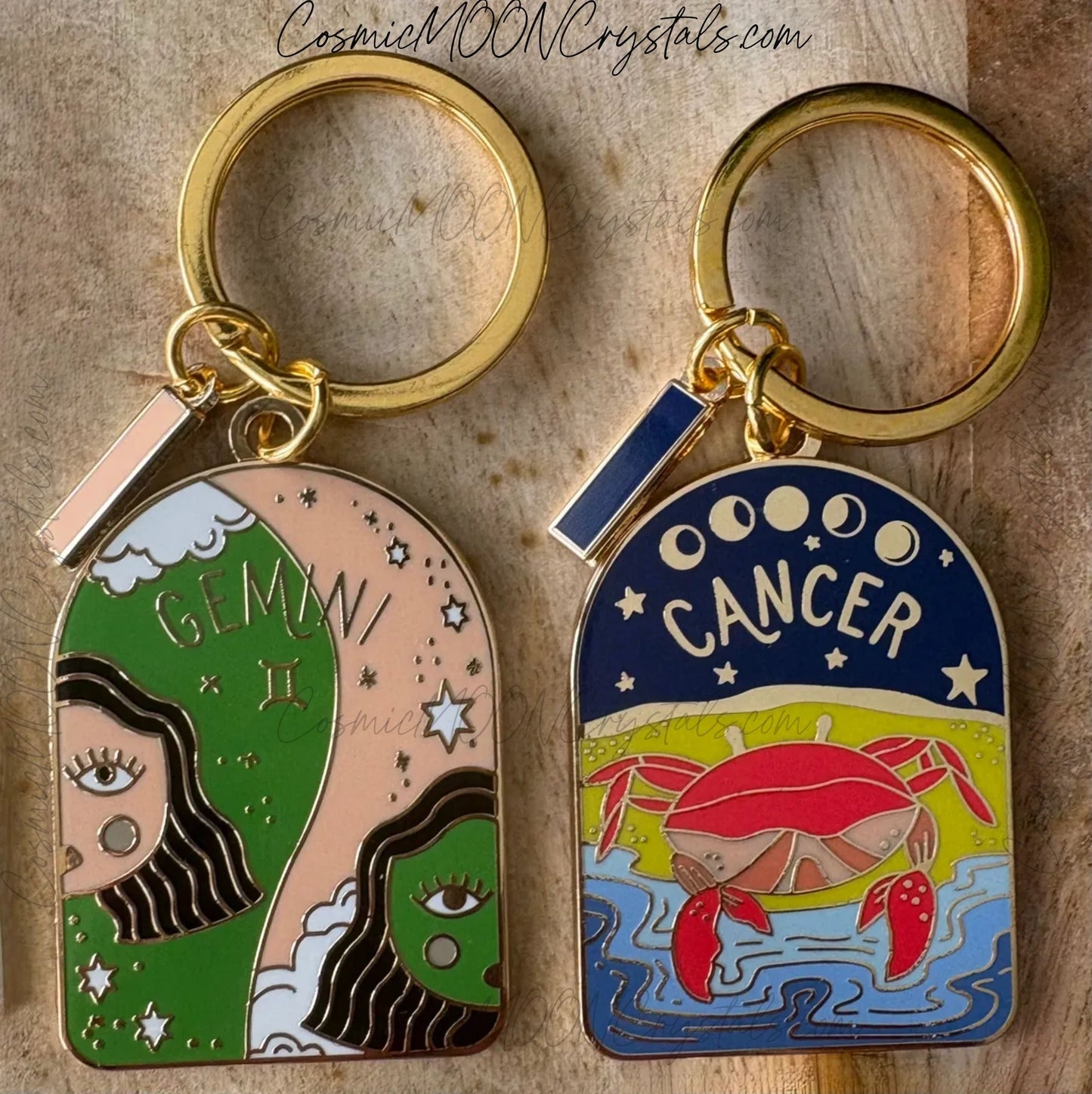 Zodiac Enamel Keychain – Choose Your Sign | Gold Arch Charm | Bright, Cosmic & Gift-Ready