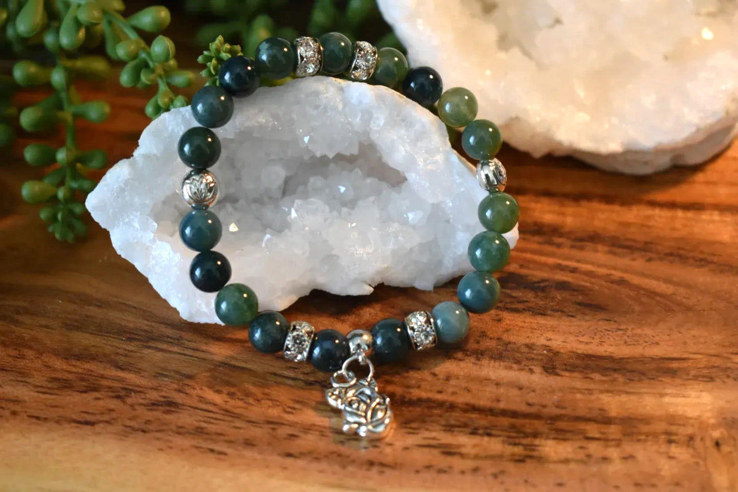 8mm Green Jasper & Aventurine Crystal Bracelet – Grounded Growth • Heart Healing • Steady Abundance