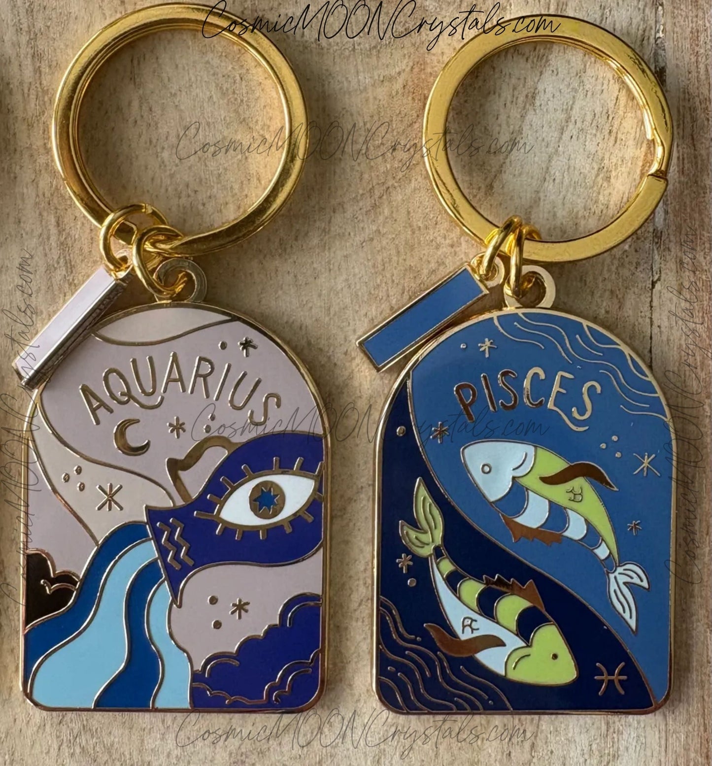 Zodiac Enamel Keychain – Choose Your Sign | Gold Arch Charm | Bright, Cosmic & Gift-Ready