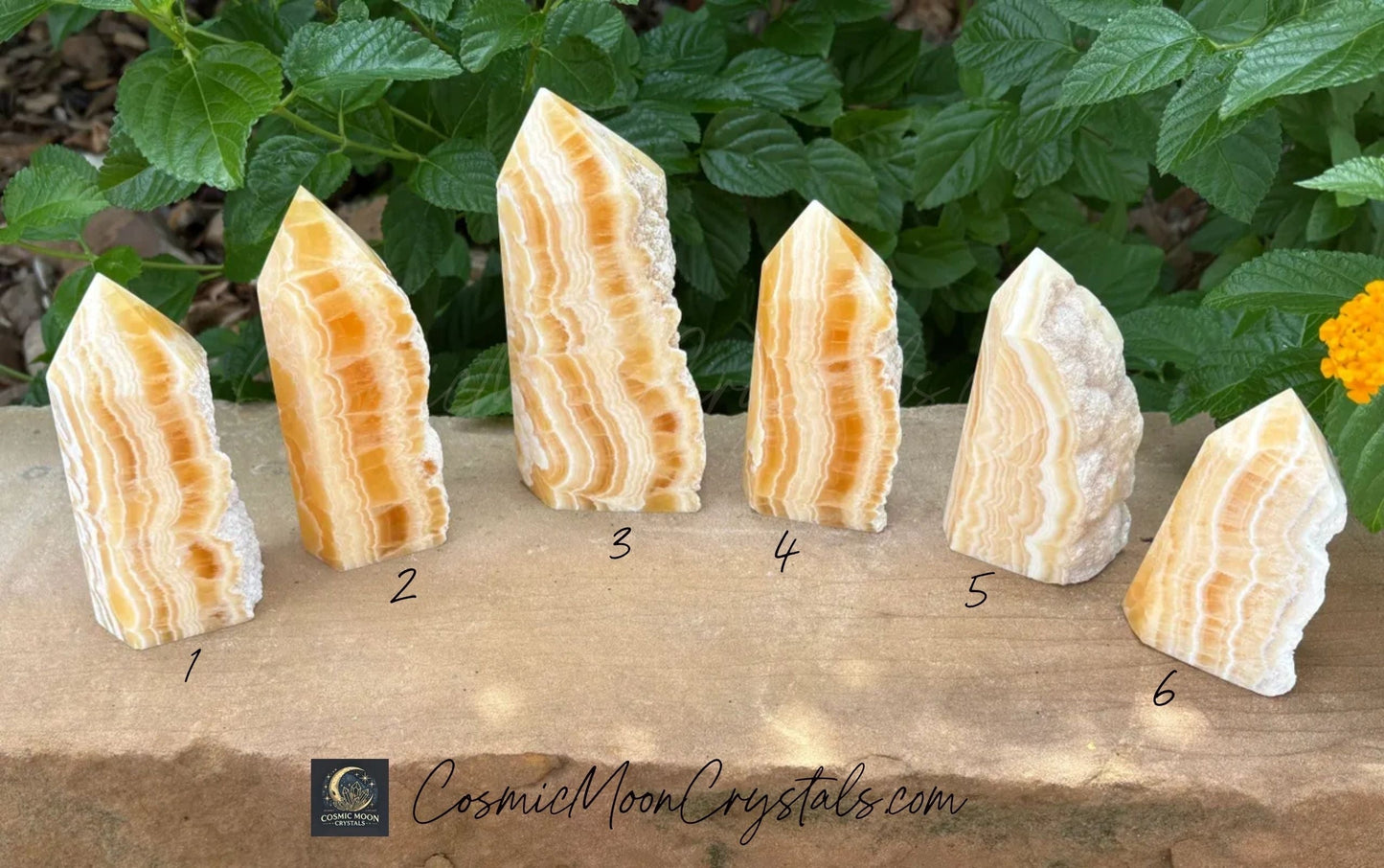 🍯 Yellow Calcite 5-Sided Raw Edge Tower – Confidence, Joy & Energy | Polished Point with Raw Edge