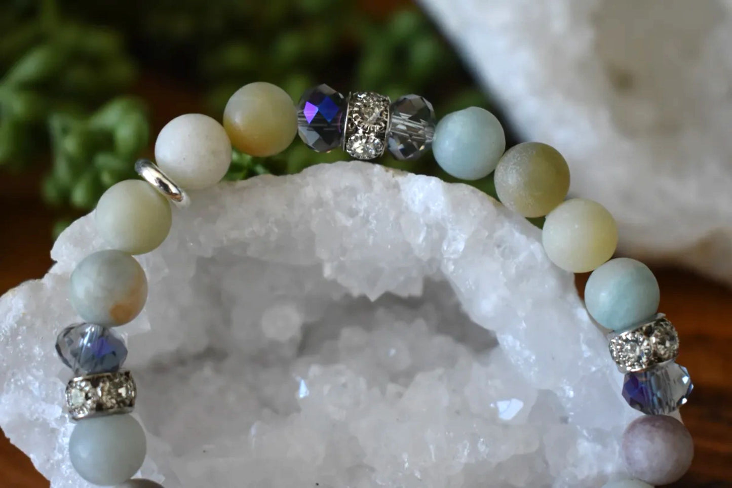 8mm Matte Amazonite Crystal Bracelet – Calm • Clarity • Communication