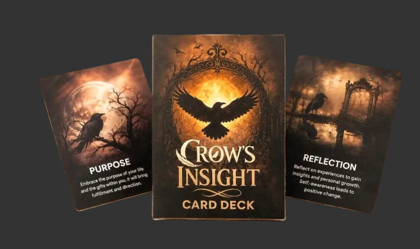Mini Black Obsidian Ravens & Crow’s Insight Tarot Card Deck - Protection • Grounding • Intuition