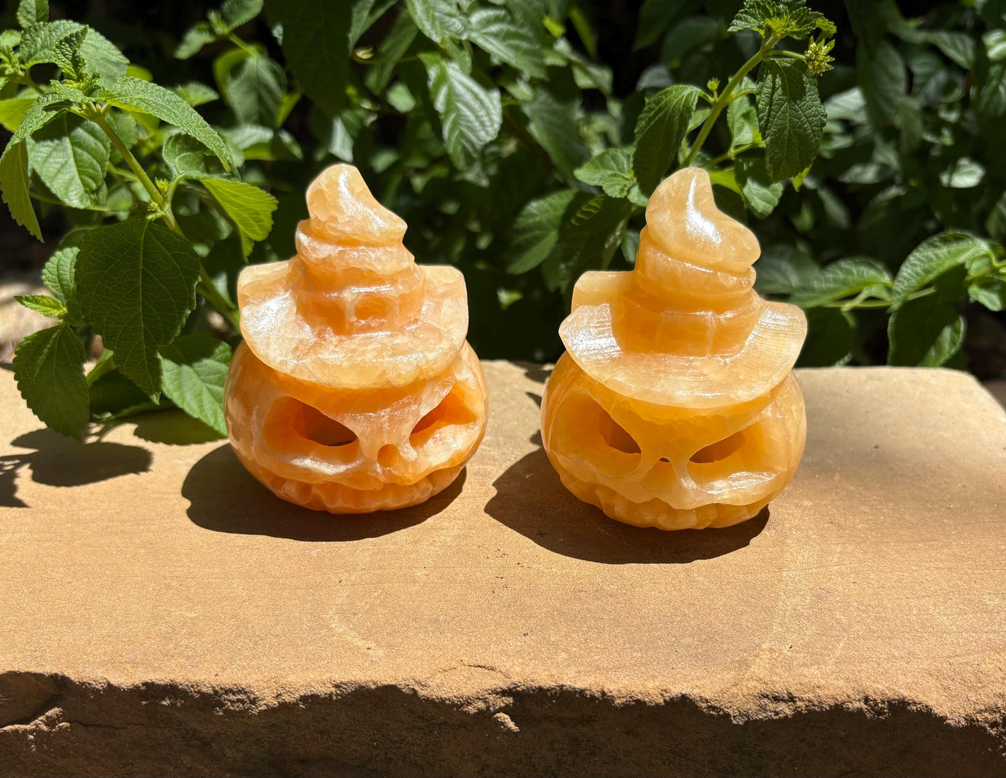 🎃 Witchy Calcite Jack-o'-Lantern with Wizard Hat ✨ Pumpkin Magic | Joy, Confidence &amp; Seasonal Spark
