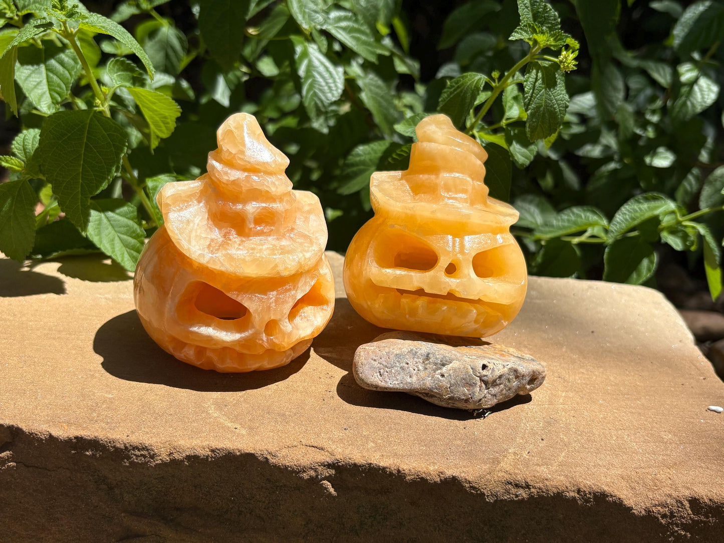 🎃 Witchy Calcite Jack-o'-Lantern with Wizard Hat ✨ Pumpkin Magic | Joy, Confidence &amp; Seasonal Spark