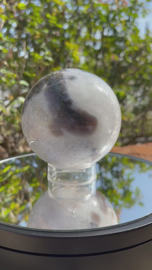 🌿 Moss Agate Crystal Sphere – Renewal • Balance • Earth Calm