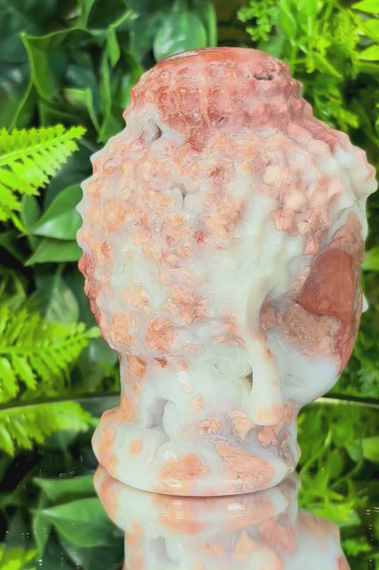 🌸 Pink Petal Agate Buddha Head | Gentle Awakening • Inner Bloom • Sacred Stillness