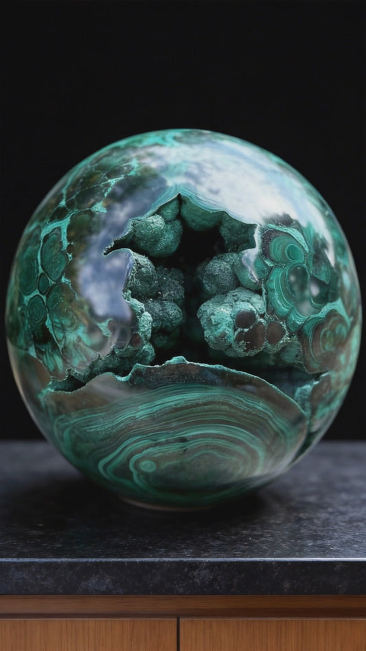Collector-Grade Malachite Sphere with Natural Druzy Cavern & Ancient Power | Deep Protection | Earth-Born Truth